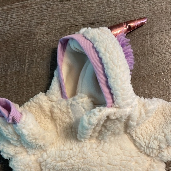 Top Paw Dog Apparel Unicorn White Purple Fleece Rose Gold Horn Hooded Costume XS - Picture 7 of 14